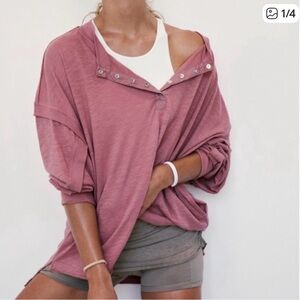 Free People One Up Long Sleeve. NWOT. Mauve Merlot